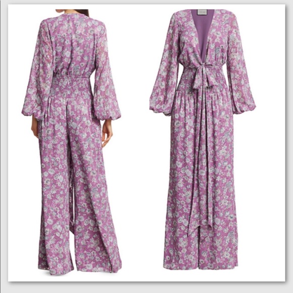 ALEXIS Intermix *Shanice* lilac floral boho wide leg jumpsuit XS - Picture 3 of 6